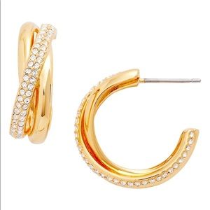 SOLD OUT!  Nadri Gold Tone and Crystal Hoops